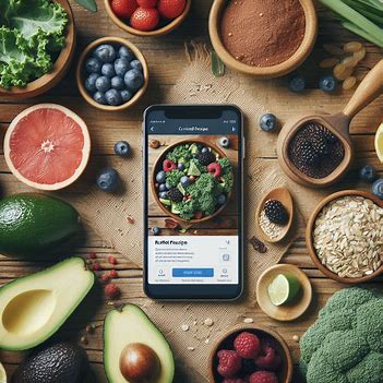 fresh kale, avocados, berries, and grains